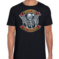 Bellatio Halloween - Halloween rock en roll skelet verkleed t-shirt Zwart