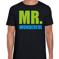 Bellatio Decorations Mr. wonderful fun tekst t-shirt zwart heren -