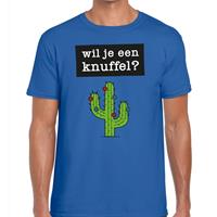 Bellatio Decorations Wil je een Knuffel heren T-shirt blauw -