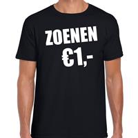 Bellatio Fun t-shirt - zoenen 1 euro - Zwart