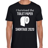 Bellatio Decorations I survived the toilet papier shortage tekst t-shirt zwart heren -