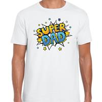 Bellatio Decorations Super dad cadeau t-shirt voor papa wit voor heren