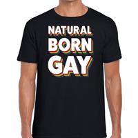 Bellatio Decorations Natural born gay t-shirt zwart voor heren