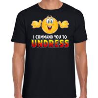 Bellatio Funny emoticon t-shirt I command you to undress Zwart