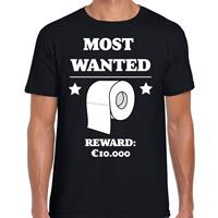 Bellatio Decorations Most wanted toilet papier reward 10.000 tekst shirt zwart heren -