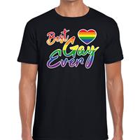 Bellatio Decorations Best gay ever regenboog pride shirt zwart voor heren