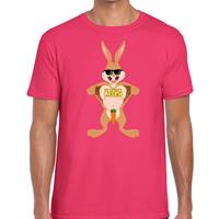 Bellatio Decorations Paas t-shirt stoere paashaas roze voor heren