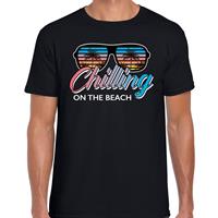 Bellatio Beach feest t-shirt / shirt Chilling on the beach voor heren - Zwart