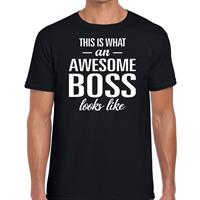 Bellatio Awesome Boss tekst t-shirt zwart heren - heren fun tekst shirt Zwart