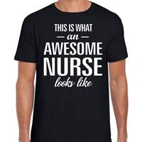 Bellatio Awesome Nurse - geweldige verpleeger cadeau t-shirt Zwart