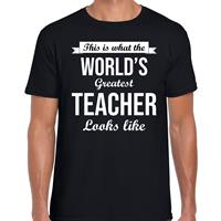 Bellatio Decorations Worlds greatest teacher / leraren cadeau t-shirt zwart voor heren