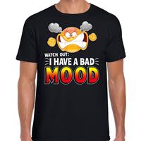 Bellatio Funny emoticon t-shirt watch out i have a bad mood Zwart