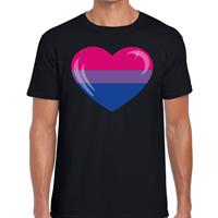 Bellatio Decorations Bi hart gay pride t-shirt zwart voor heren