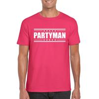 Bellatio Decorations Partyman t-shirt fuscia roze heren -
