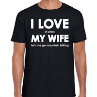 Bellatio Decorations I love it when my wife lets me go mountain biking cadeau t-shirt zwart heren -