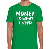 Bellatio Decorations Money is what i need tekst t-shirt groen voor heren