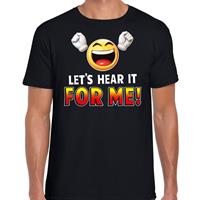 Bellatio Funny emoticon t-shirt lets hear it for me Zwart