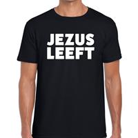Bellatio Decorations Jezus leeft tekst t-shirt zwart heren -