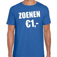 Bellatio Fun t-shirt - zoenen 1 euro Blauw