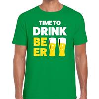 Bellatio Decorations Time to drink Beer tekst t-shirt groen heren -