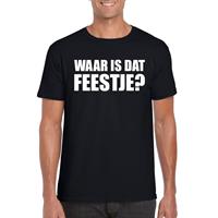 Bellatio Decorations Waar is dat feestje heren T-shirt zwart -