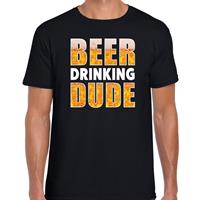 Bellatio Decorations Beer drinking dude drank fun t-shirt zwart voor heren