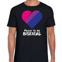 Bellatio Decorations Proud to be bisexual pride vlag hartje / LHBT t-shirt zwart voor heren