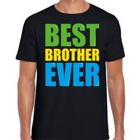 Bellatio Best brother ever / Beste broer ooit fun t-shirt met gekleurde letters - Zwart