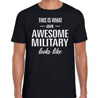 Bellatio Decorations Awesome military / geweldige militair cadeau t-shirt zwart voor dames