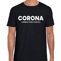 Bellatio Decorations Corona connecting people bier / drank fun t-shirt zwart voor heren