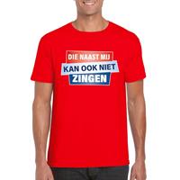 Bellatio Decorations T-shirt Die naast mij kan ook niet zingen shirt rood heren -