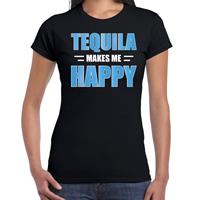 Bellatio Decorations Tequila makes me happy drank t-shirt / kleding zwart voor dames
