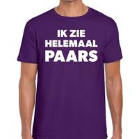 Bellatio Ik zie helemaal paars tekst t-shirt Paars