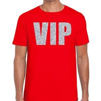 Bellatio Decorations VIP zilver glitter tekst t-shirt rood heren -