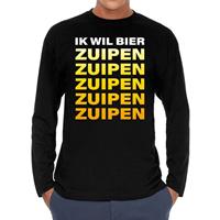 Bellatio Decorations Ik wil bier zuipen zuipen zuipen long sleeve t-shirt zwart voor -