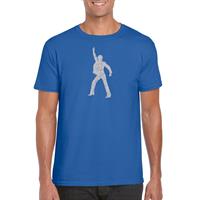 Bellatio Decorations Zilveren disco t-shirt / kleding blauw voor heren