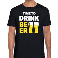 Bellatio Decorations Time to drink Beer tekst t-shirt zwart heren -