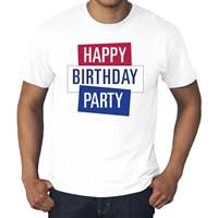 Bellatio Decorations Grote maten wit Toppers Happy Birthday party t-shirt officieel -