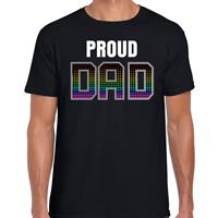 Bellatio Decorations Proud dad / trotse papa regenboog /gay t-shirt zwart voor heren