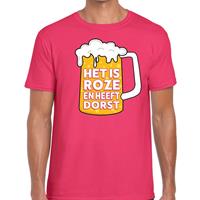 Bellatio Decorations Roze Het is roze en heeft dorst t-shirt heren -