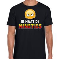 Bellatio Funny emoticon t-shirt Ik haat de nineties Zwart