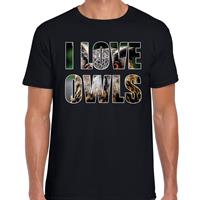 Bellatio Decorations I love owls / uilen dieren t-shirt zwart dames -