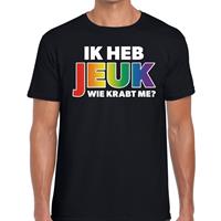 Bellatio Decorations Ik heb jeuk wie krabt me regenboog gay pride shirt zwart voor he -