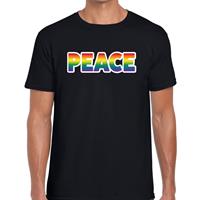 Bellatio Decorations Peace regenboog gay pride shirt zwart voor heren