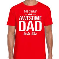 Bellatio Decorations Awesome Dad cadeau t-shirt rood heren - Vaderdag cadeau -