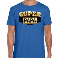 Bellatio Decorations Super papa kado shirt voor vaderdag / verjaardag blauw heren -