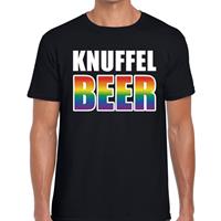 Bellatio Decorations Knuffel beer gaypride shirt zwart voor heren