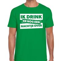 Bellatio Decorations Ik drink er nog een nachtje over tekst t-shirt groen heren -