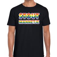 Bellatio Decorations Stout mannetje regenboog gay pride shirt zwart voor heren