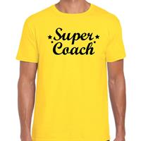 Bellatio Decorations Super coach cadeau t-shirt geel heren -